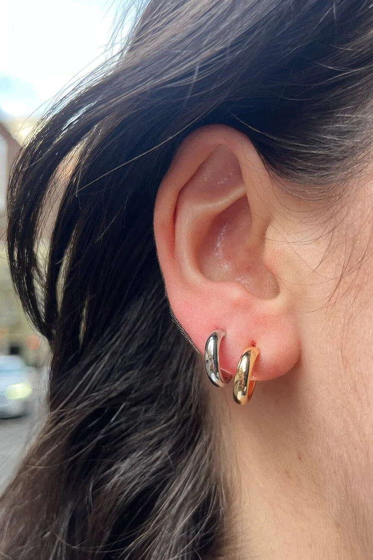 GOLD AND SILVER HOOP EARRING SET