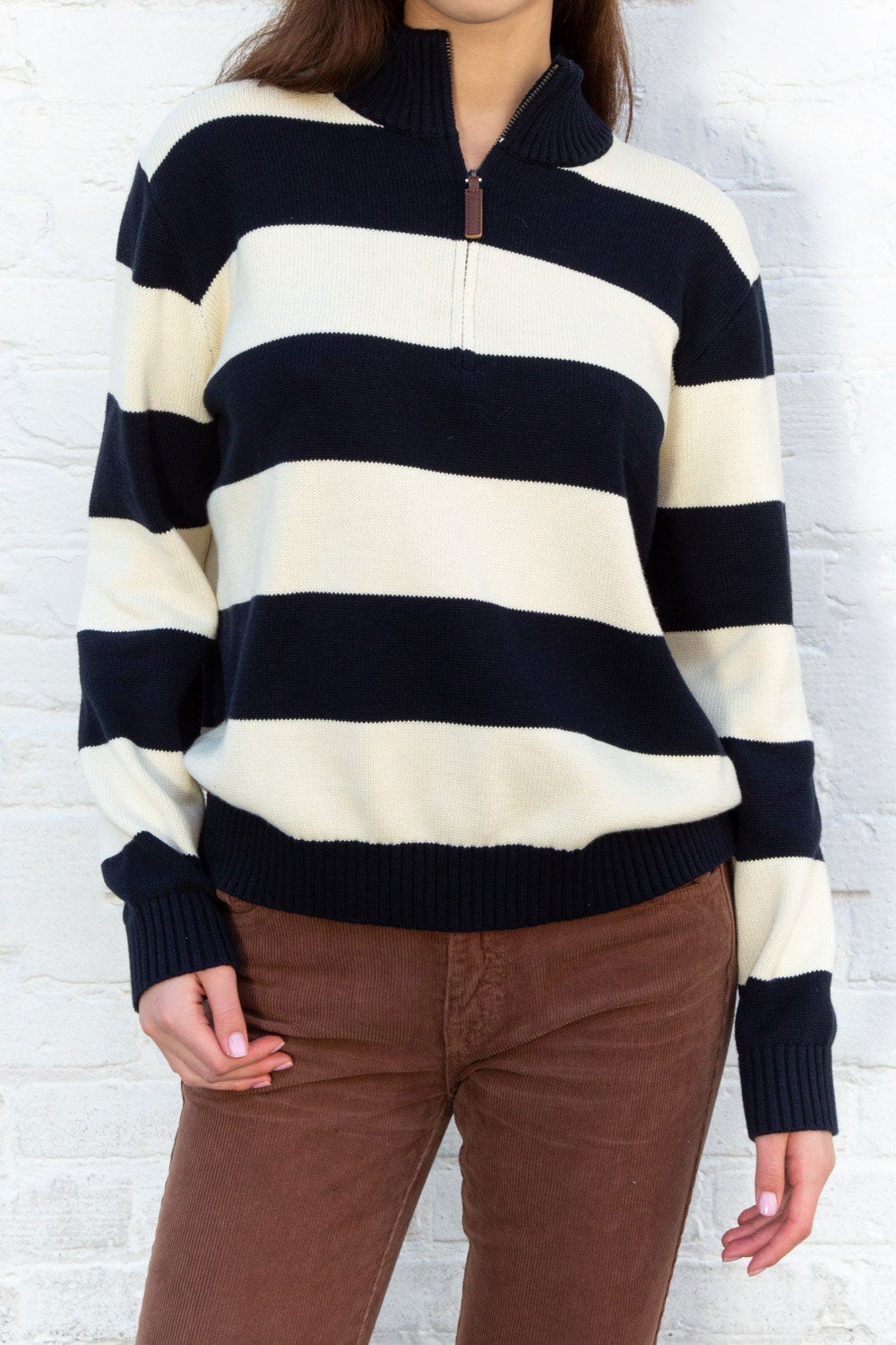 Ivory and Navy Blue Stripes 