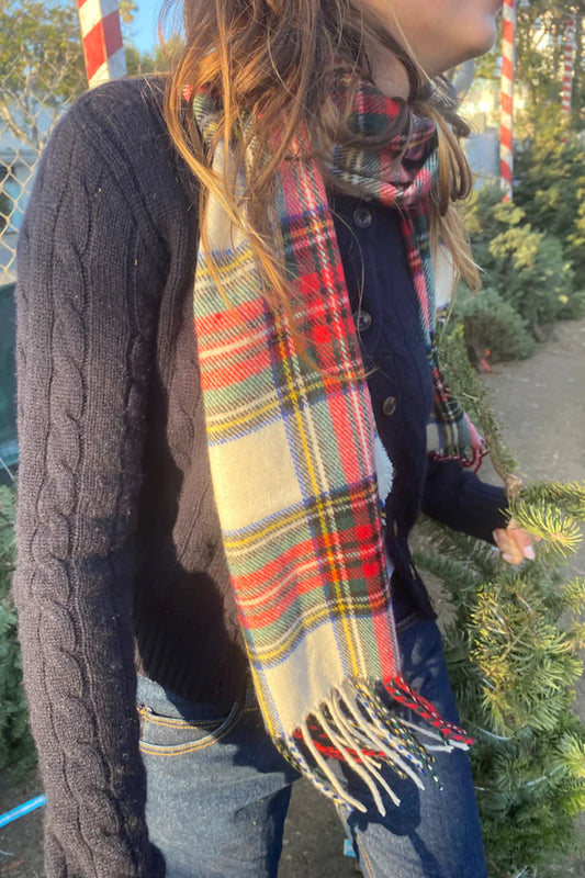 PLAID TASSEL SCARF