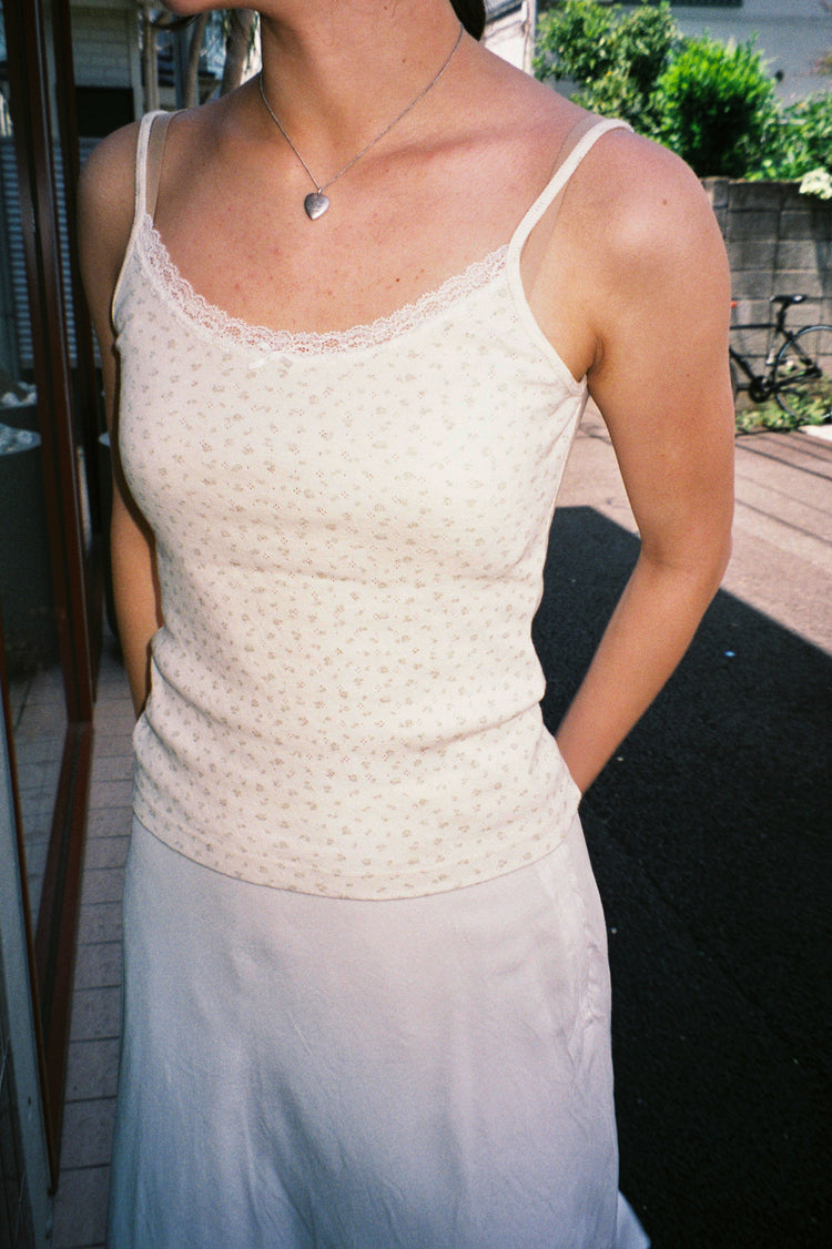 Skylar Floral Lace Tank | Ivory With Light Green Floral / XS/S