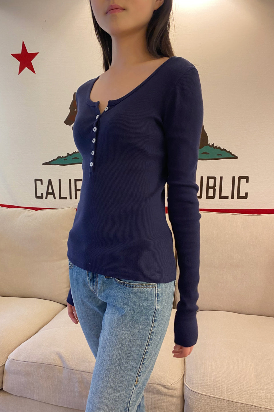 Zelly Long Sleeve Top | Navy Blue / XS/S