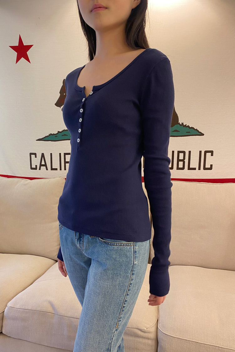 Zelly Long Sleeve Top | Navy Blue / XS/S