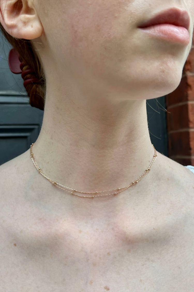 Double Chain Bead Necklace | Double Chain Bead Necklace