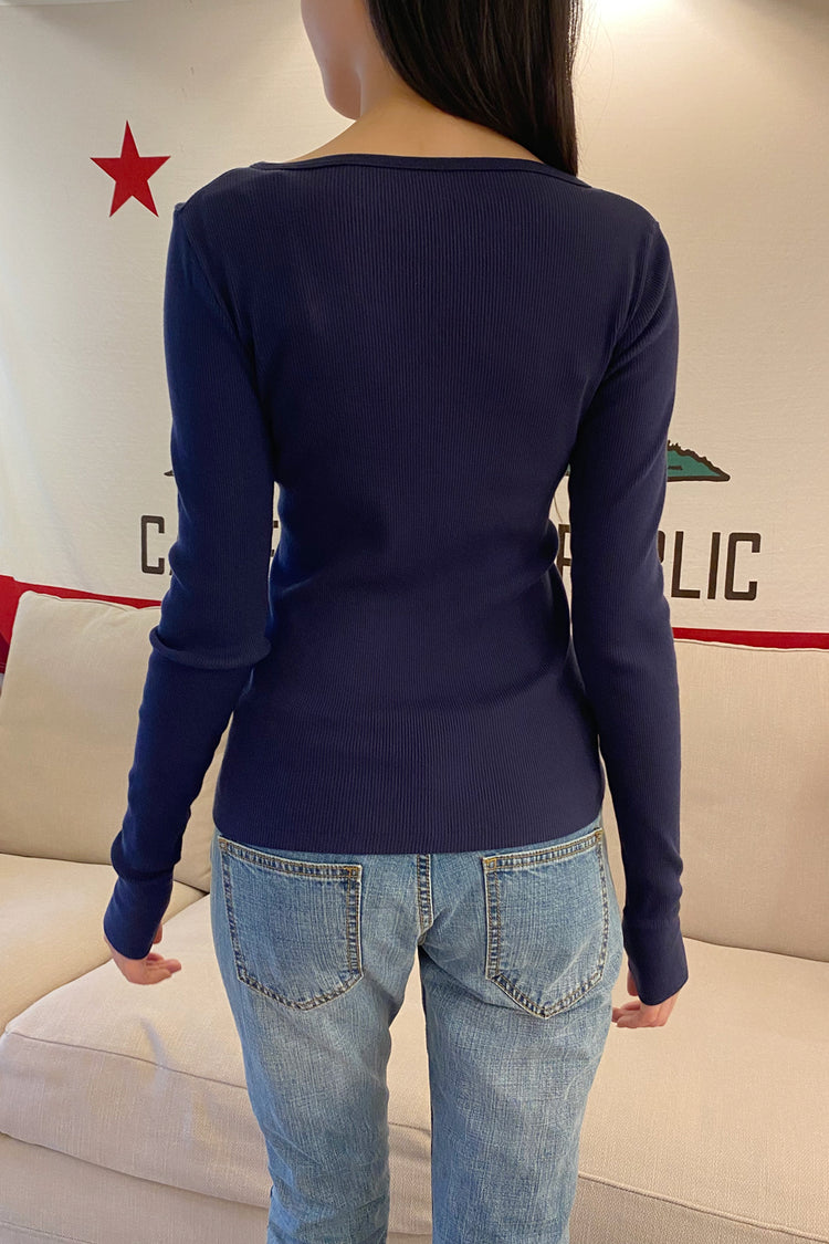 Zelly Long Sleeve Top | Navy Blue / XS/S