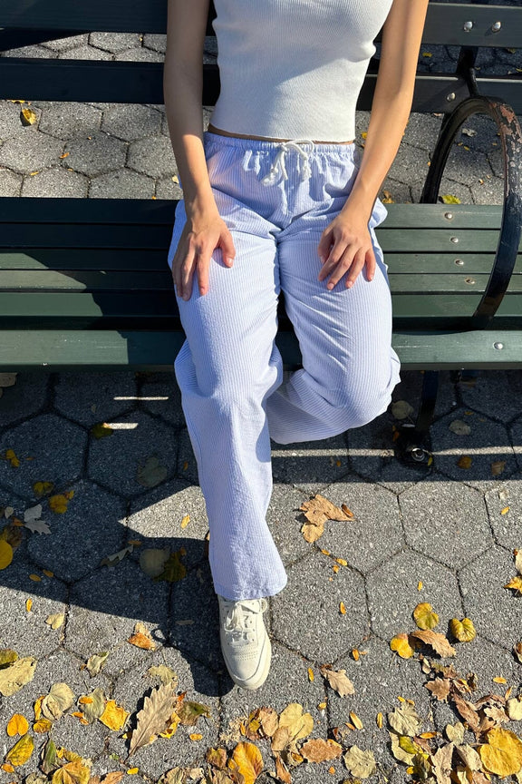 Anastasia Linen Pants | Sky Blue and White Stripes