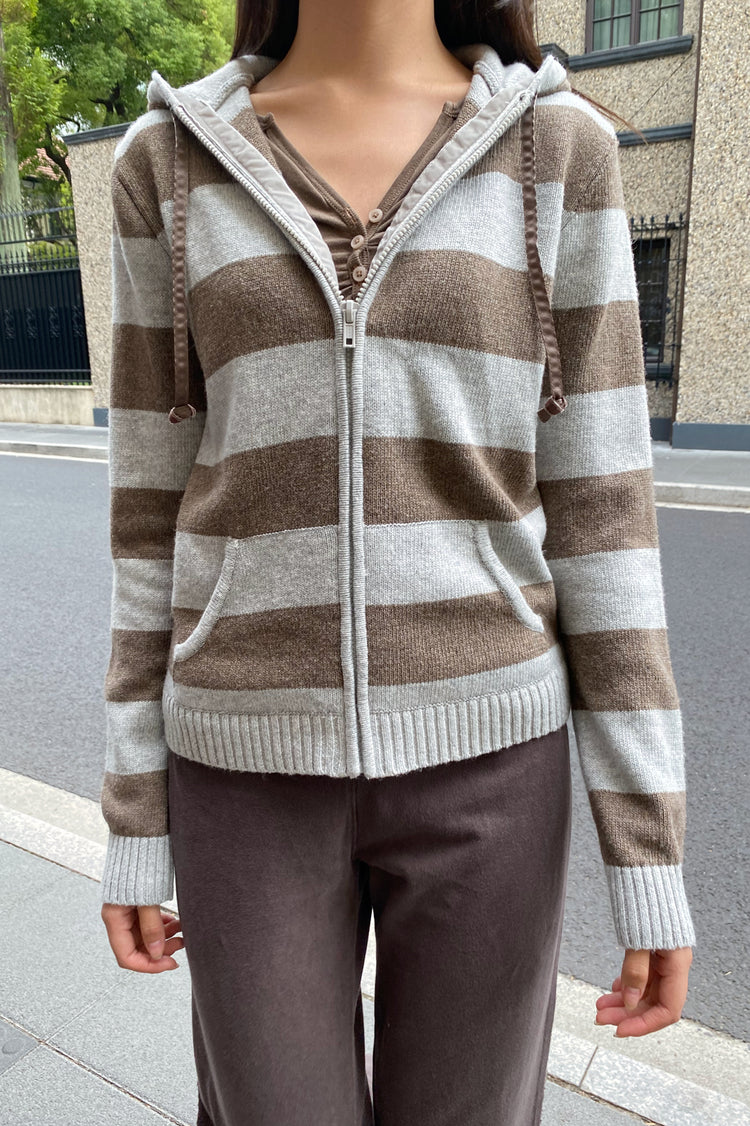 Alana Wool Stripe Zip Up Sweater | Alana Wool Stripe Zip Up Sweater