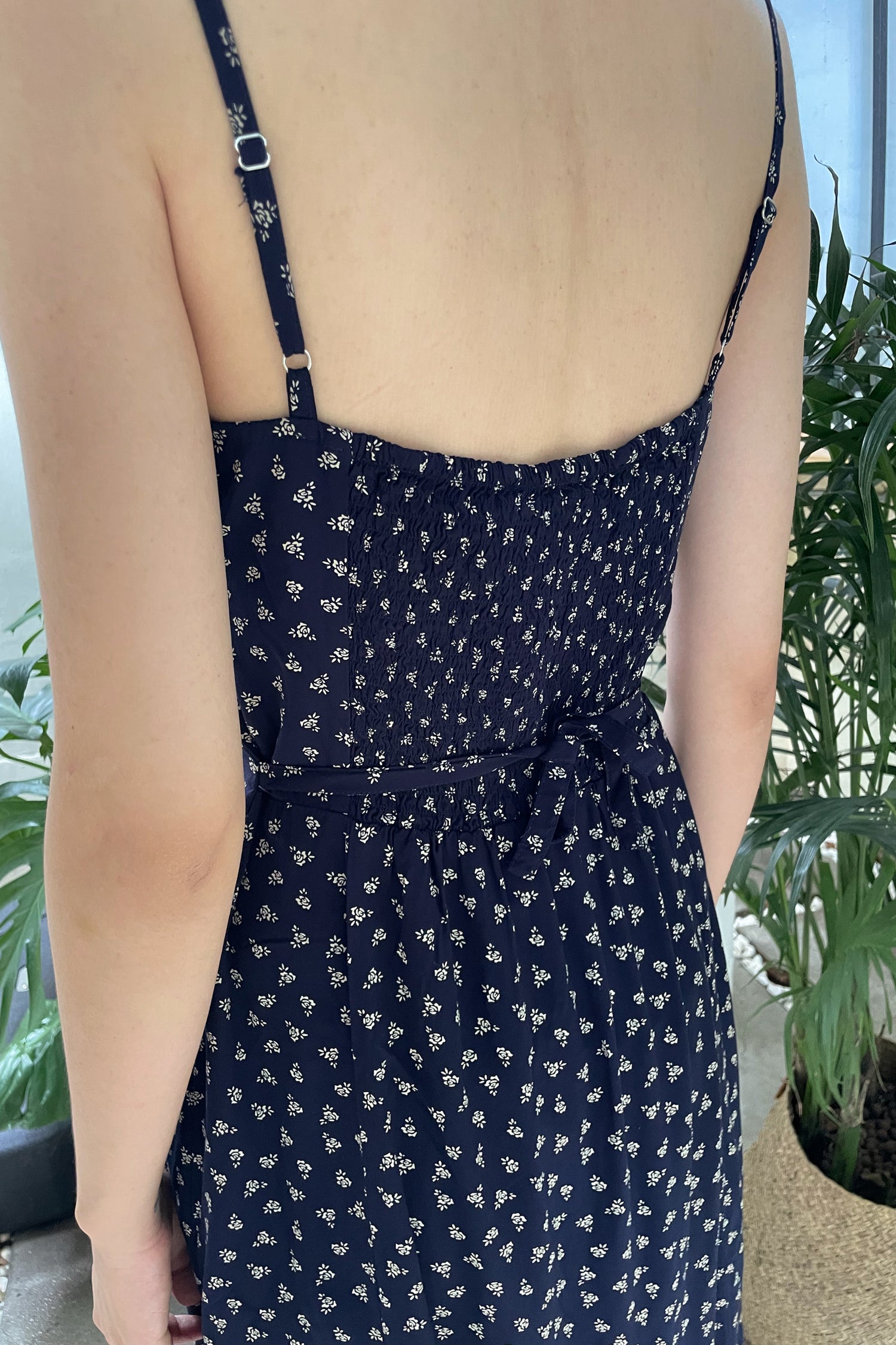 Navy Blue with Light Blue Large Floral