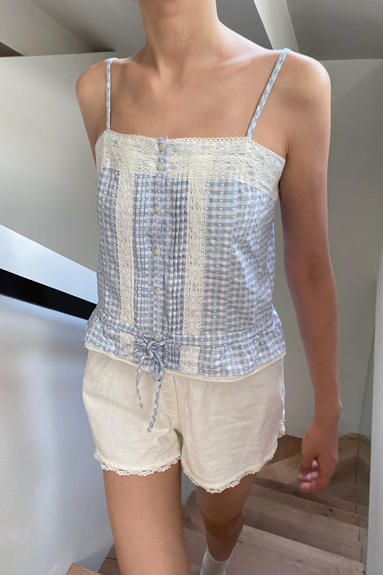 Maeve Top | Blue Plaid Lace