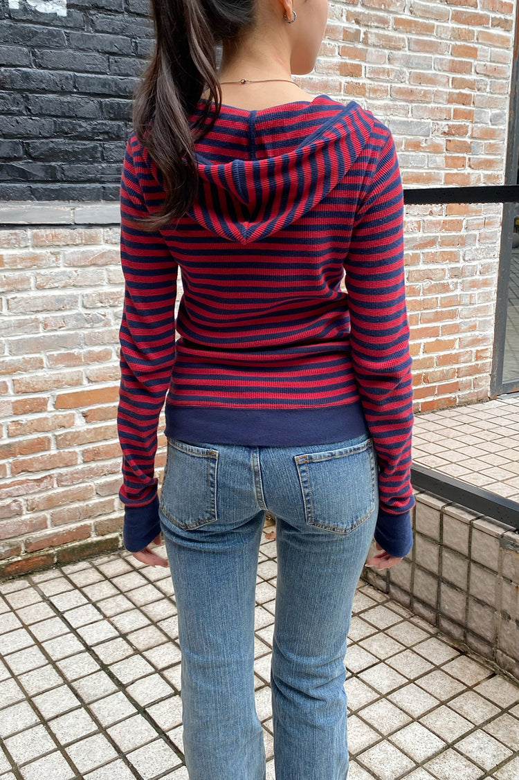Christy Striped Hoodie | Red and Navy Blue / XS/S