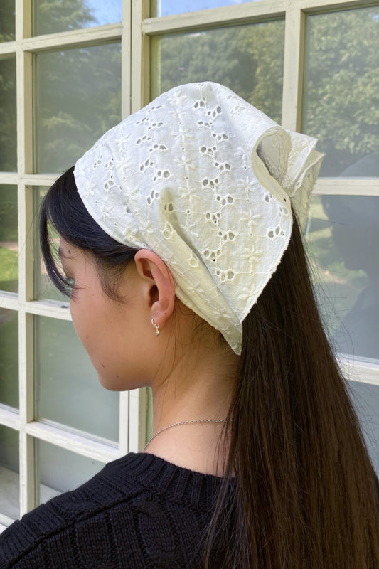 White Floral Bandana