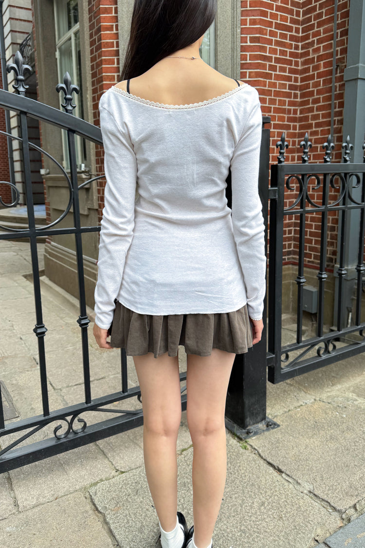 Tania V-Neck Lace Top | Beige / XS/S