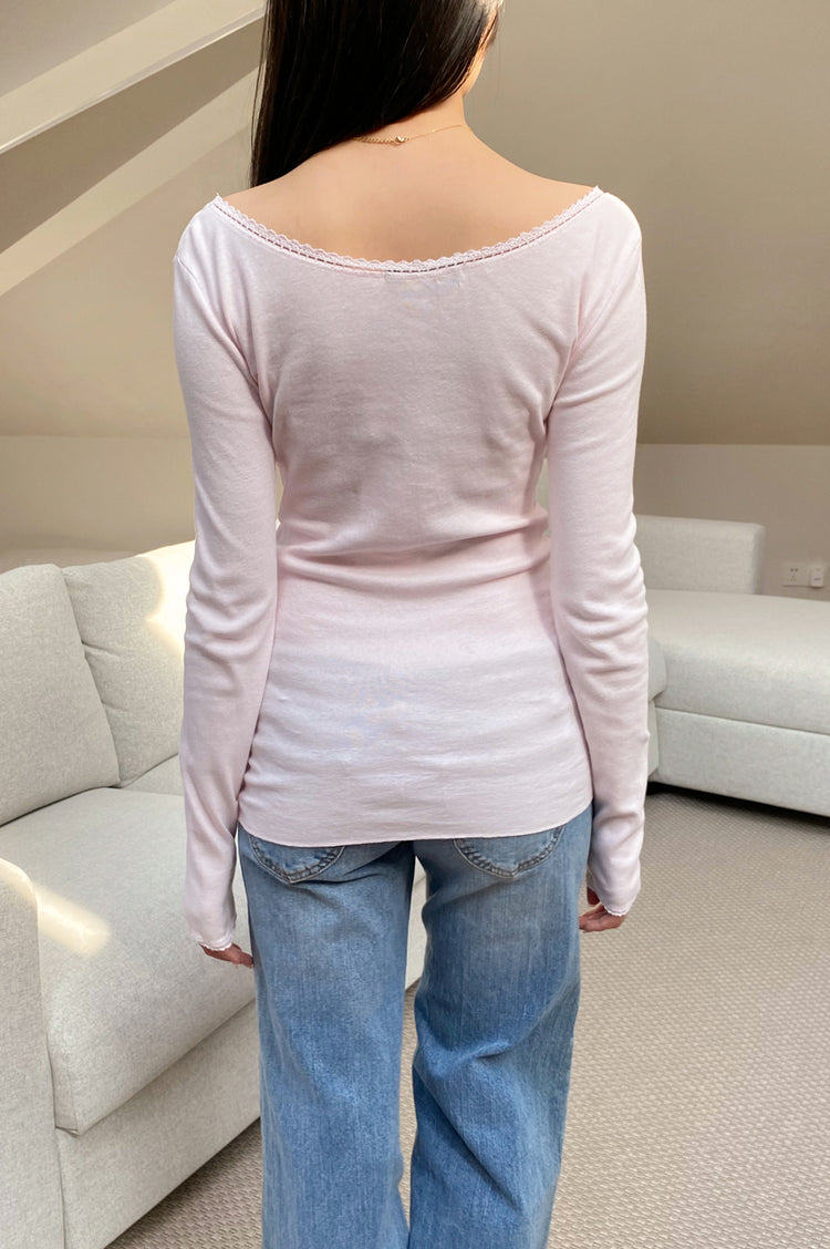 Tania V-Neck Lace Top | Baby Pink / XS/S