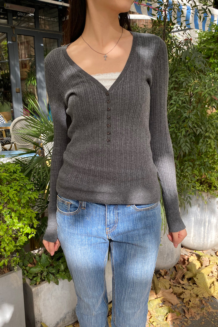 Grace V-Neck Sweater | Grey / XS/S