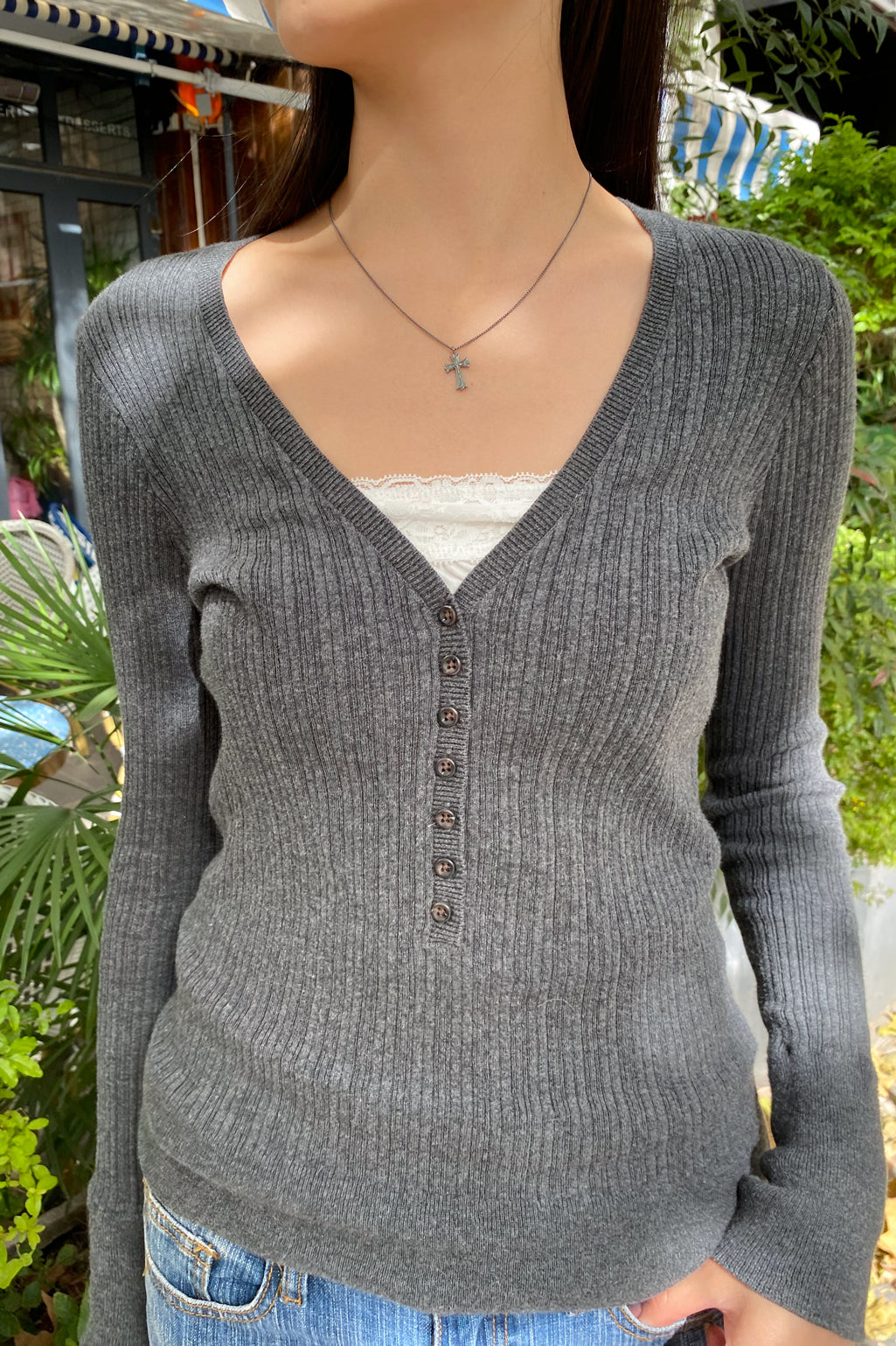 Grace V-Neck Sweater | Grey / XS/S