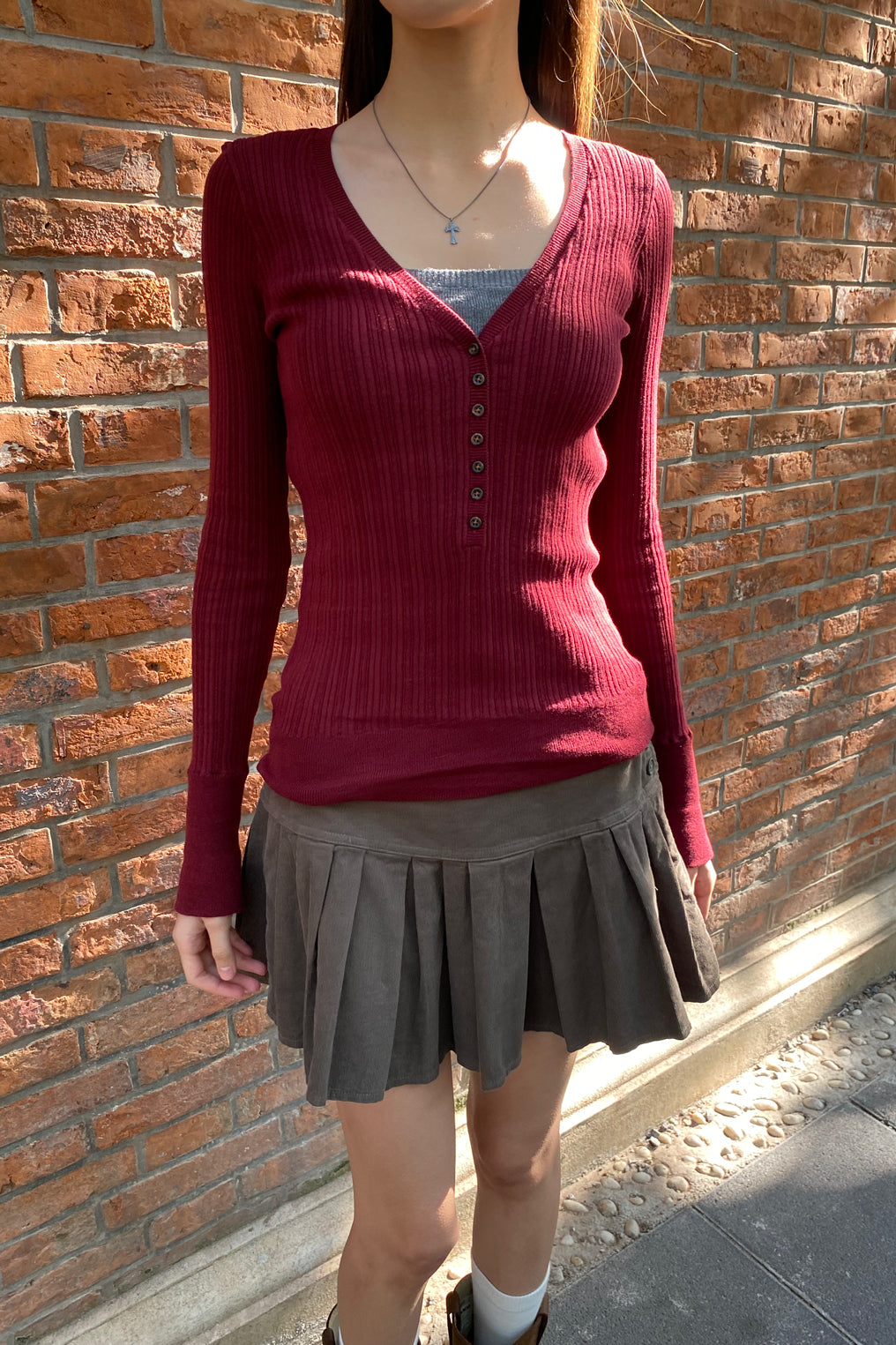 Grace V-Neck Sweater | Red / XS/S