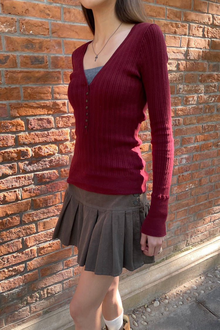 Grace V-Neck Sweater | Red / XS/S