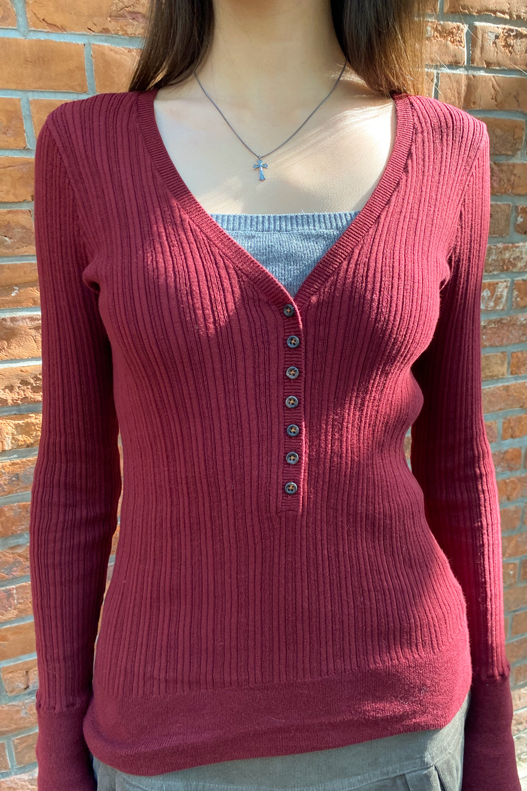 Grace V-Neck Sweater | Red / XS/S