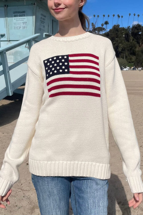 NICO AMERICAN FLAG SWEATER | Ivory / Regular Fit