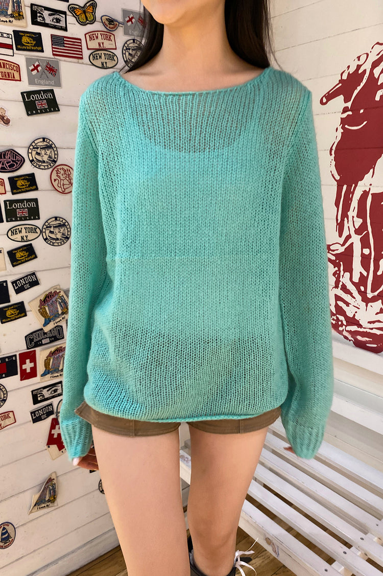 Colette Boat Neck Sweater | Seafoam Teal / Oversized