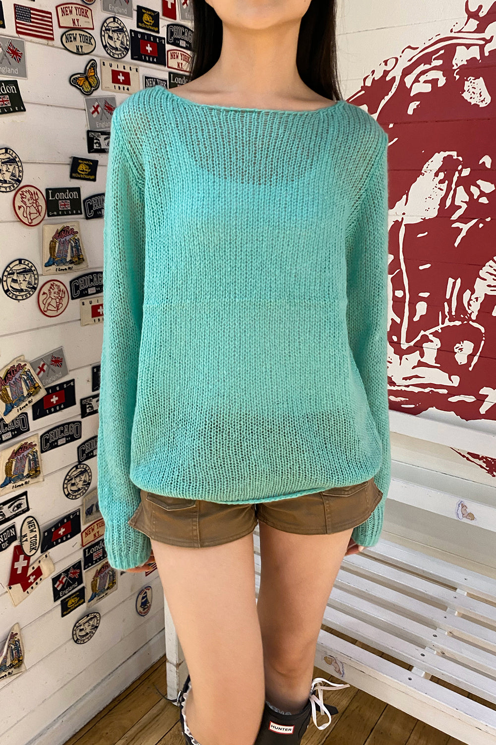 Colette Boat Neck Sweater | Seafoam Teal / Oversized