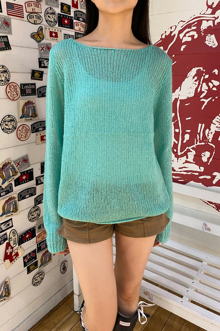 Colette Boat Neck Sweater | Seafoam Teal / Oversized