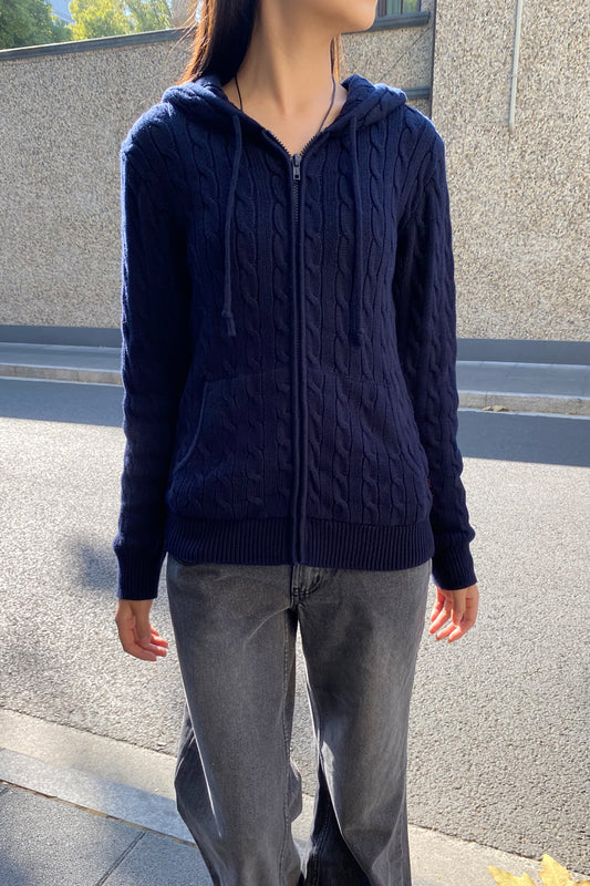 Ayla Cable Knit Zip-Up Sweater
