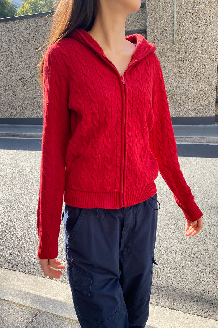 Arna Knit Hoodie | Red / Regular Fit