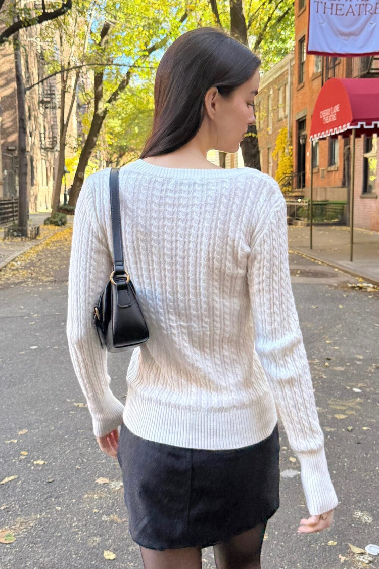 Brianna Cable Knit Sweater | White / XS/S