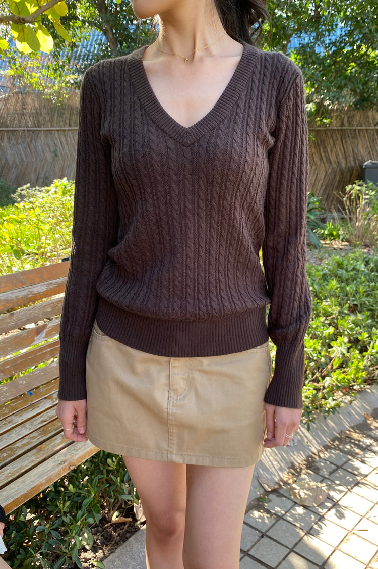 Brianna Cable Knit Sweater | Brown / XS/S