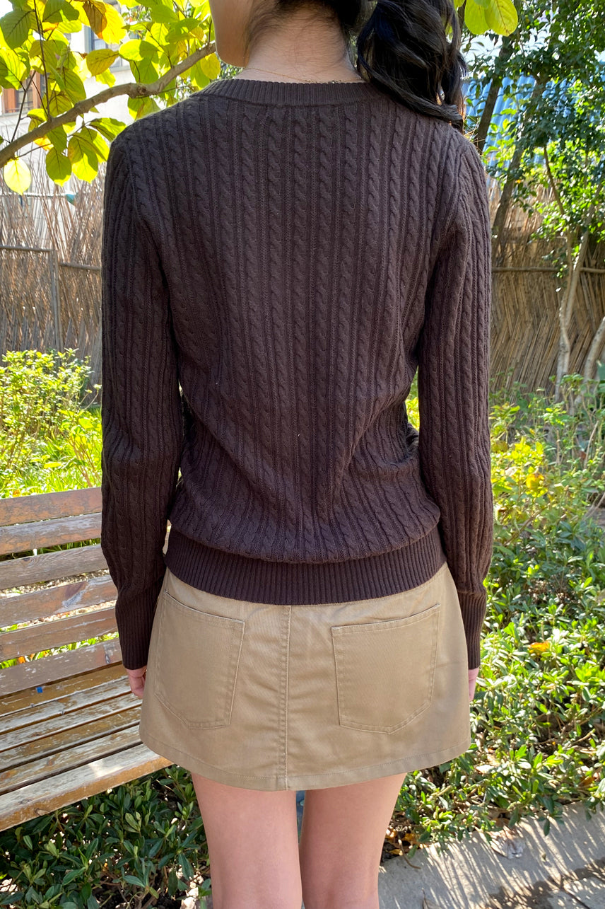 Brianna Cable Knit Sweater | Brown / XS/S