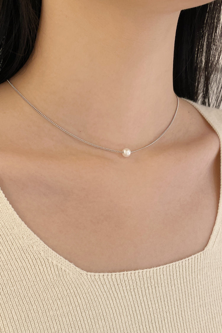 Faux Pearl Necklace | Silver