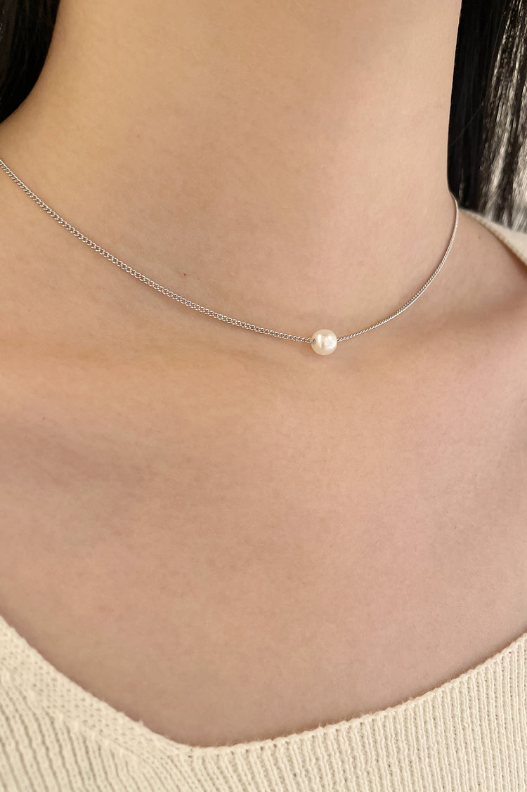 Faux Pearl Necklace | Silver