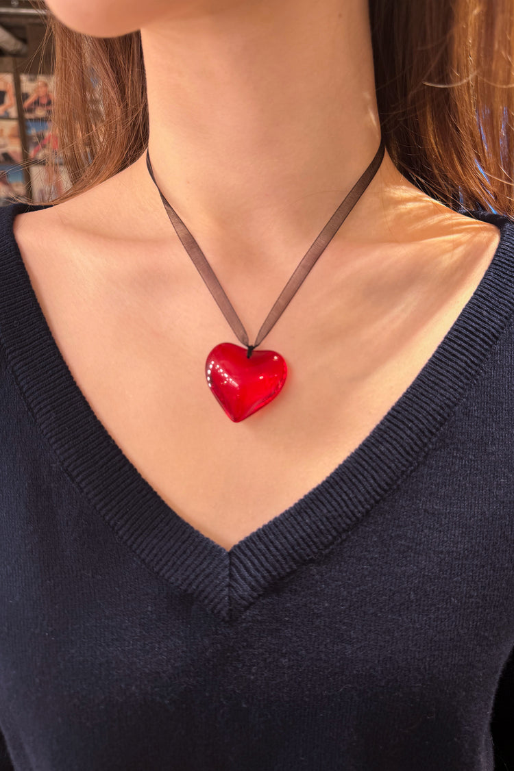 Ribbon Heart Necklace | Ribbon Heart Necklace