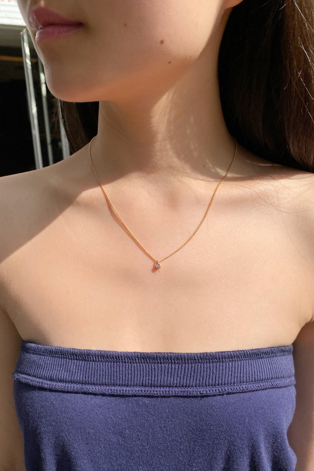 Gold Rhinestone Charm Necklace | Gold