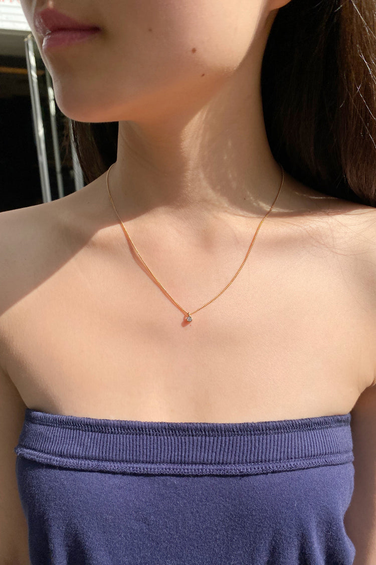 Gold Rhinestone Charm Necklace | Gold