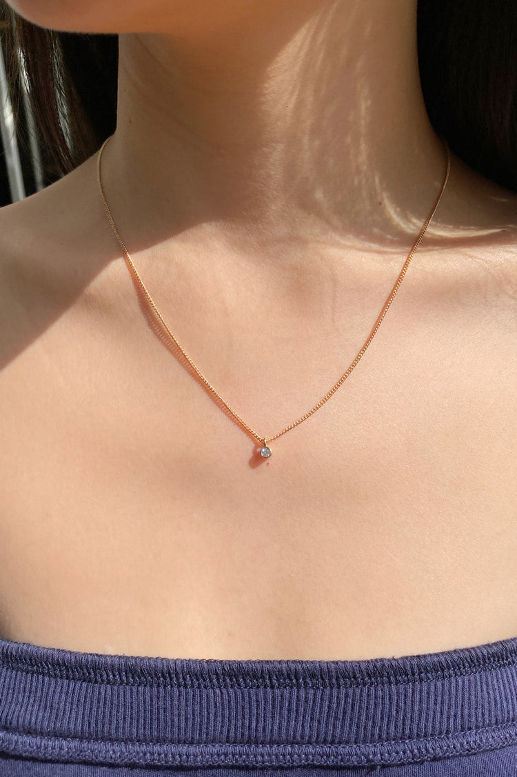 Gold Rhinestone Charm Necklace | Gold