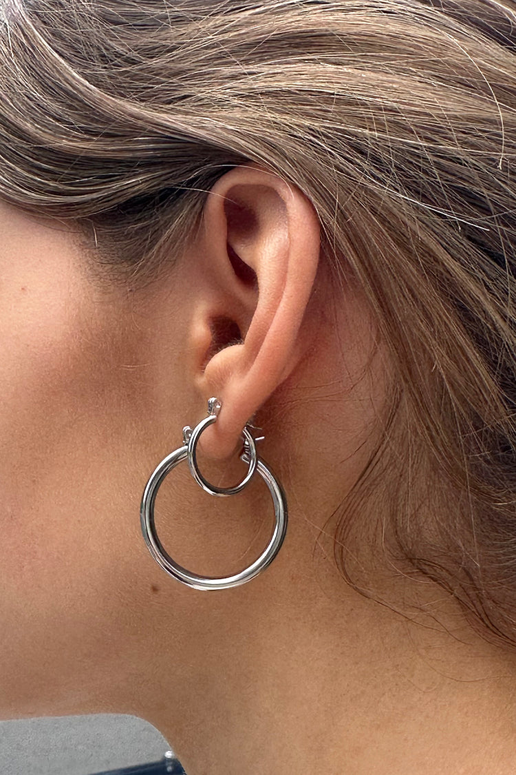 Silver Stainless Steel Hoop Earring Set | Silver Stainless Steel Hoop Earring Set