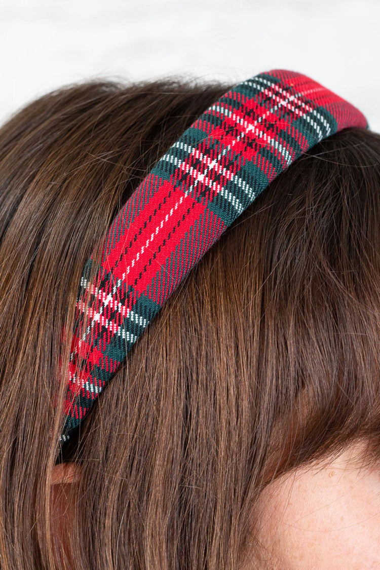 SOLID HEADBAND | Red Plaid