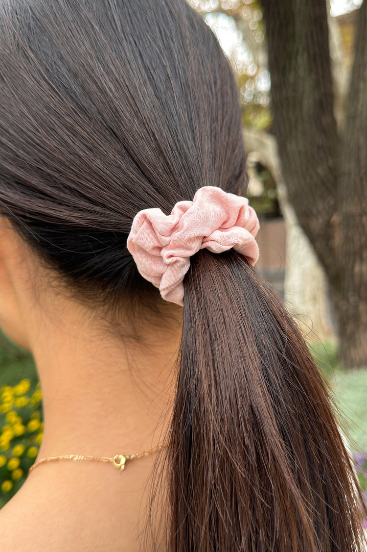 Thin Scrunchie | Pink with white floral