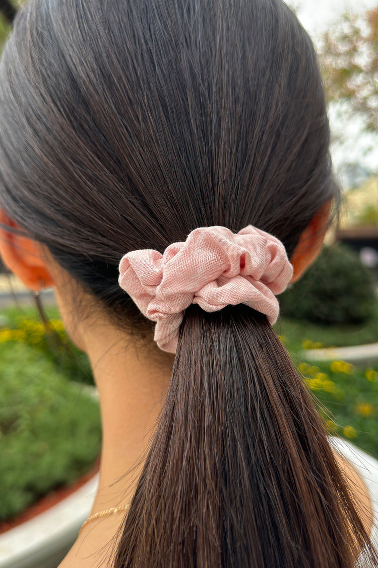 Thin Scrunchie | Pink with white floral