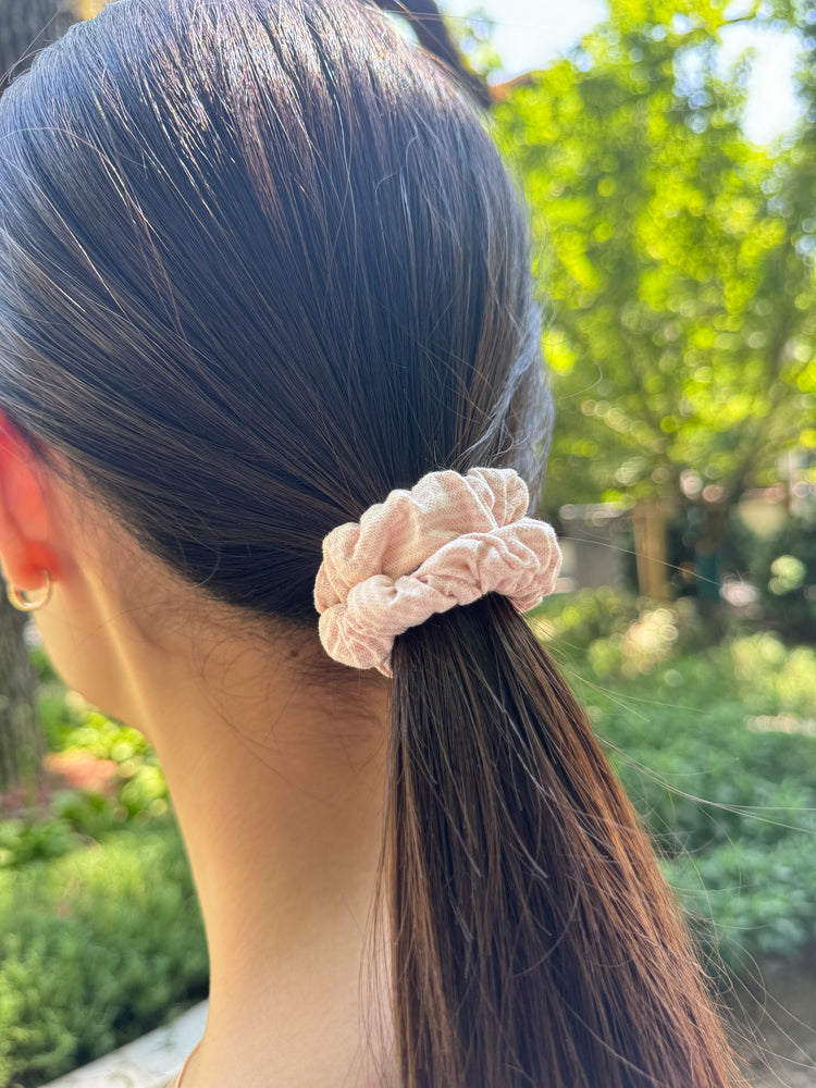 Thin Scrunchie | Pink with white stripe