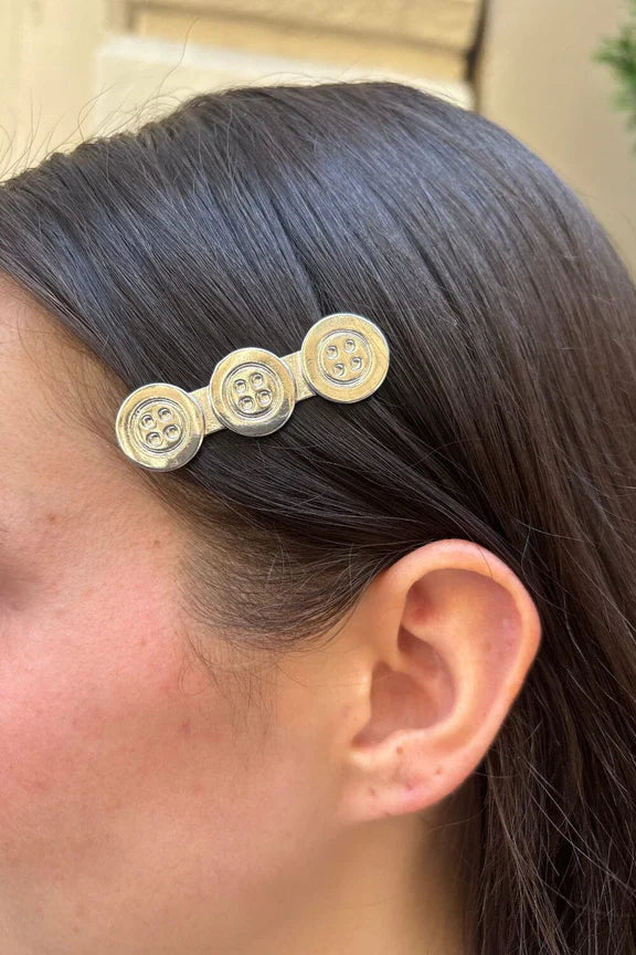 Gold Button Barrette | Gold