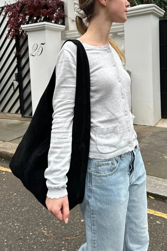 Black Suede Shoulder Bag | Black Suede Shoulder Bag