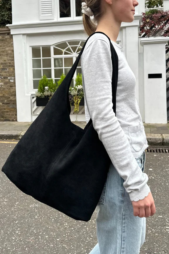 Black Suede Shoulder Bag | Black Suede Shoulder Bag