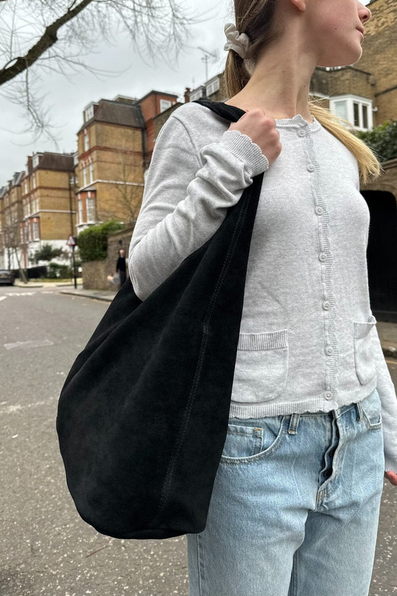 Black Suede Shoulder Bag | Black Suede Shoulder Bag