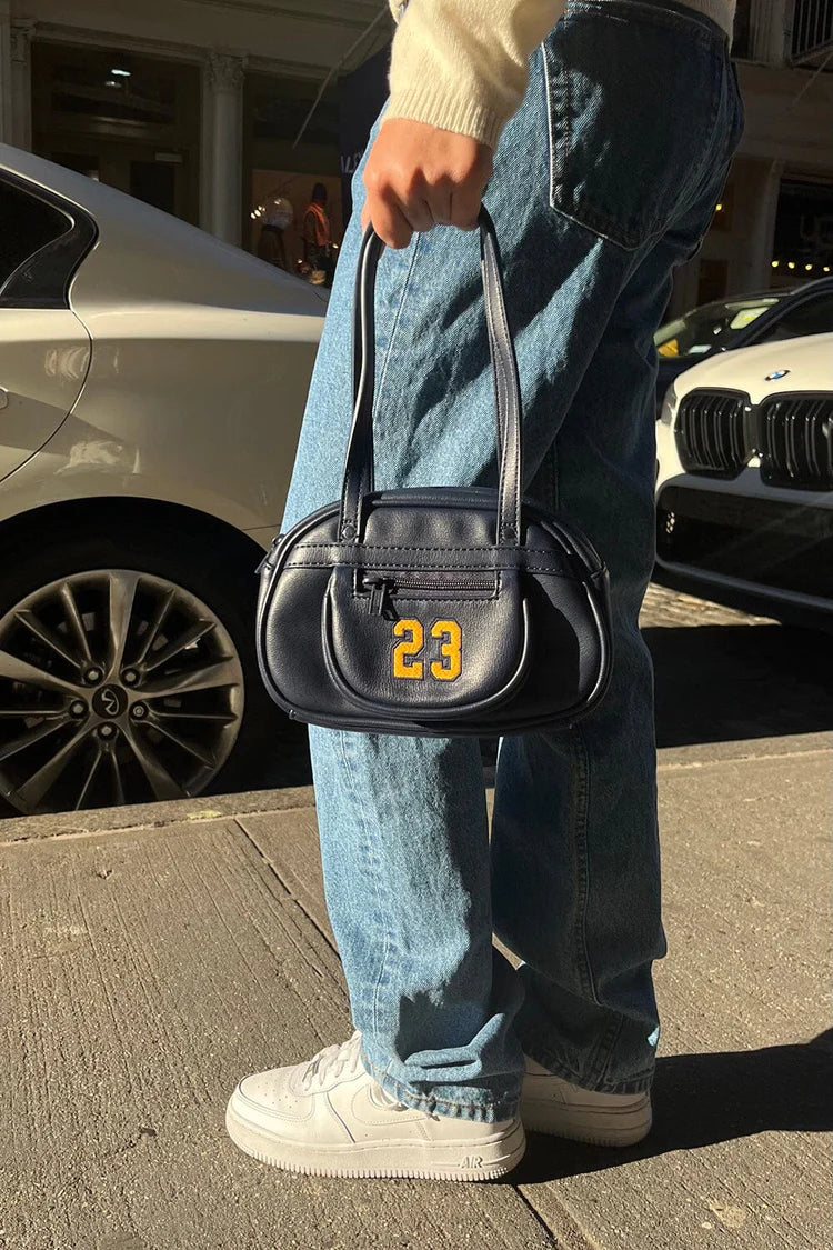 Navy Faux Leather 23 Bag