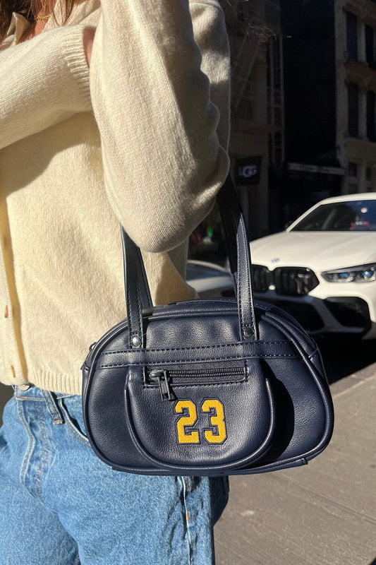 Navy Faux Leather 23 Bag