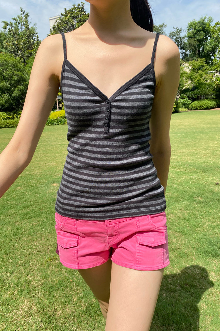 Lorene Striped Tank | Black and Dark Grey Stripe / XS/S