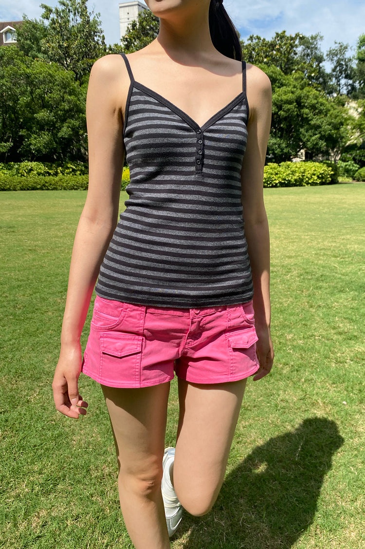 Lorene Striped Tank | Black and Dark Grey Stripe / XS/S