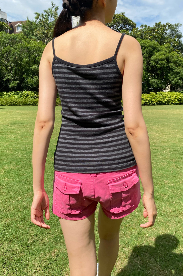 Lorene Striped Tank | Black and Dark Grey Stripe / XS/S